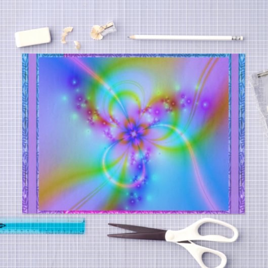 Papier Mousseline Fleur pourpre En Bleu (Artisanat)