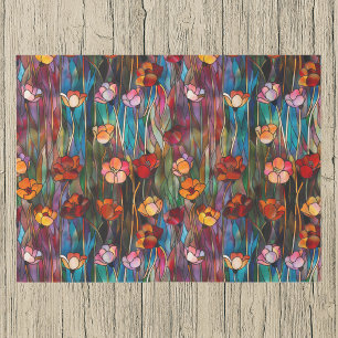 Papier Mousseline Fleur Prairie Art Nouveau Faux Vitrail