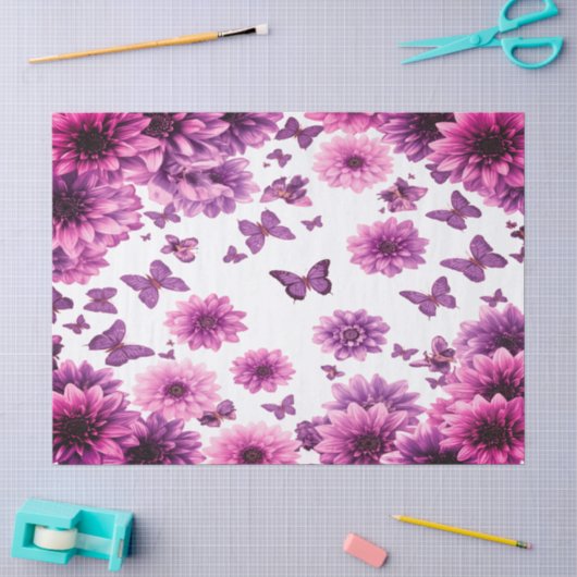 Papier Mousseline Fleur Romantique Rose (Artisanat)