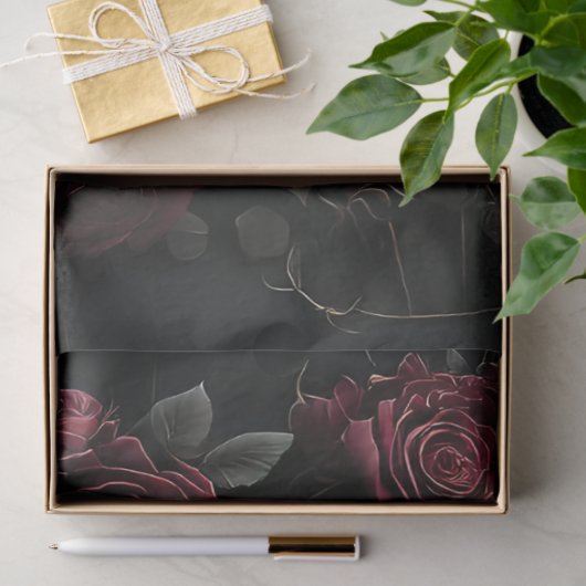 Papier Mousseline Fleur Rose foncée (Cadeau)