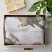Papier Mousseline Fleur rose Magnolia Botanique Robin Oiseau Artisan (Cadeau)