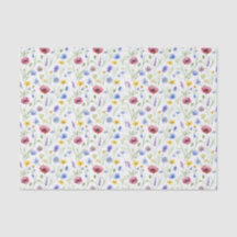 Fleur sauvage aquarelle bleue rouge