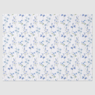 Papier Mousseline Fleur Sauvage Bleue Élégante et Poussiéreuse