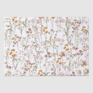 Papier Mousseline Fleur sauvage Boho Bloom Garden Blanc