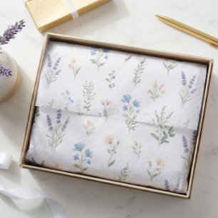 Papier Mousseline Fleur sauvage Botanique Bleu Lavande Floral Boho 