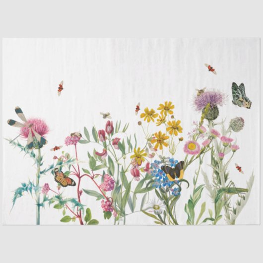 Papier Mousseline Fleur sauvage d'aquarelle Insectes Floral Spring G (Recto)