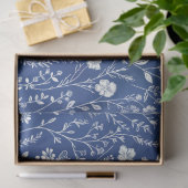 Papier Mousseline Fleur sauvage de la chinoiserie bleu et blanc (Cadeau)