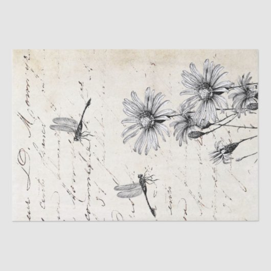 Papier Mousseline Fleur sauvage de script français Dragonfly Decoupa (Recto)