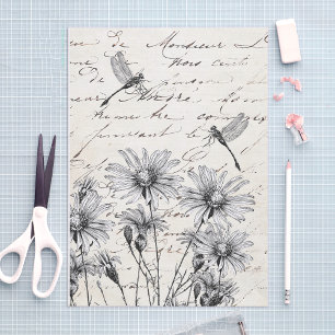 Papier Mousseline Fleur sauvage de script français Dragonfly Decoupa