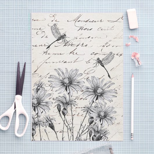 Papier Mousseline Fleur sauvage de script français Dragonfly Decoupa