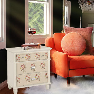 Papier Mousseline Fleur sauvage Floral Automne Papillon ivoire Décou