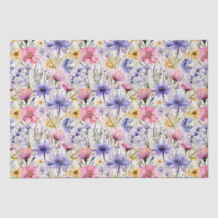 Papier Mousseline Fleur sauvage rose bleu rose motif floral