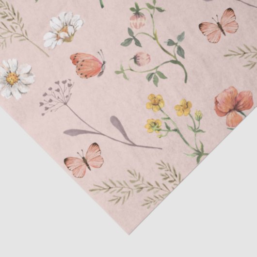 Papier Mousseline Fleur sauvage rose pâle (Détail)