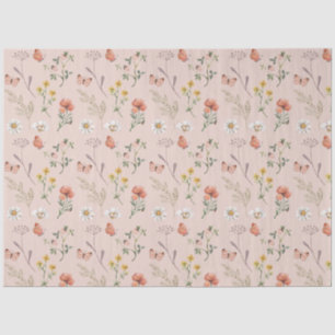 Papier Mousseline Fleur sauvage rose pâle