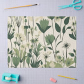 Papier Mousseline Fleur sauvage vert moderne (Artisanat)
