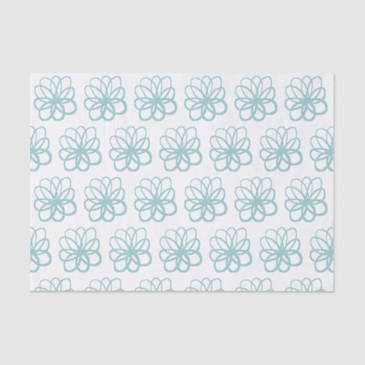 Papier Mousseline Fleur spontanée - Bleu clair Vert (Recto)
