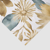 Papier Mousseline Fleur Turquoise Boho White Gold (Détail)