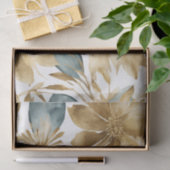 Papier Mousseline Fleur Turquoise Boho White Gold (Cadeau)