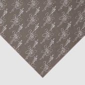 Papier Mousseline Fleur vanille et haricot dessin blanc sur brun (Détail)