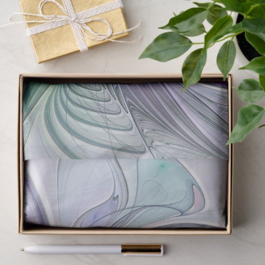 Papier Mousseline Fleur vert violet Art Abstrait moderne Fractal (Cadeau)