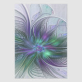Papier Mousseline Fleur vert violet Art Abstrait moderne Fractal (Recto)