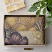 Papier Mousseline Fleur violette dorée Decoupage (Cadeau)