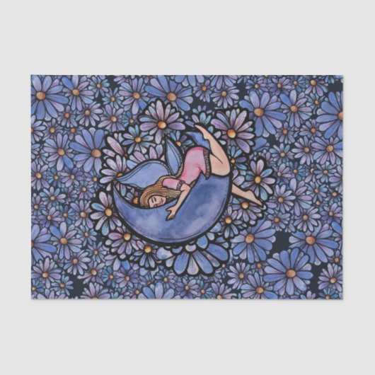 Papier Mousseline Fleur violette Lune Fée (Recto)