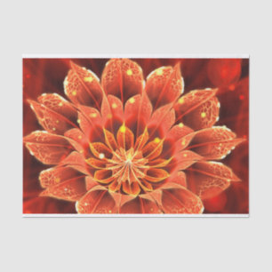 Papier Mousseline Fleurie rouge rubis et jaune Gazania Treasure Flow