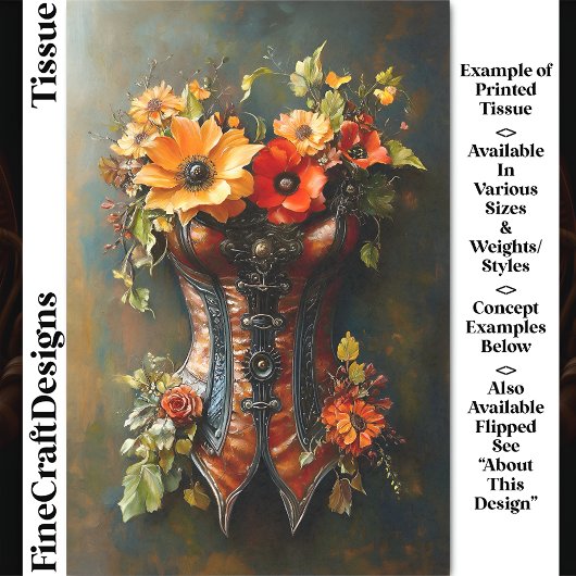Papier Mousseline Fleuriste d'automne Steampunk Basque DF7L Découpag
