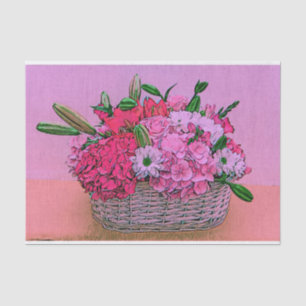 Papier Mousseline Fleurit la peinture de panier