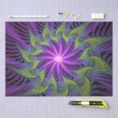 Papier Mousseline Fleuron vert violet Art Abstrait fractal moderne (Artisanat)