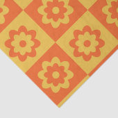 Papier Mousseline Fleurs À damiers Jaune Orange Rétro (Détail)