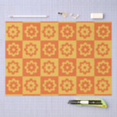 Papier Mousseline Fleurs À damiers Jaune Orange Rétro (Artisanat)