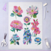 Papier Mousseline fleurs à l'aquarelle (Artisanat)