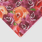 Papier Mousseline Fleurs à l'aquarelle Rouge Orange Claret (Détail)
