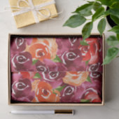 Papier Mousseline Fleurs à l'aquarelle Rouge Orange Claret (Cadeau)