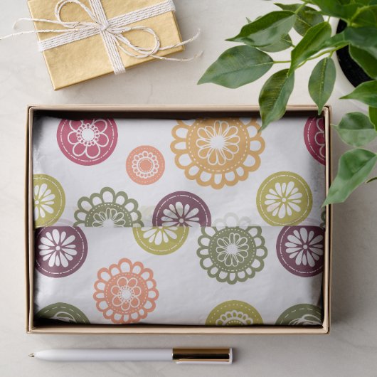 Papier Mousseline Fleurs à pois - (Cadeau)