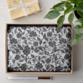 Papier Mousseline Fleurs à rayures noir et gris (Cadeau)