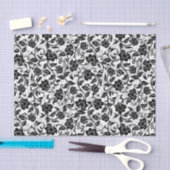 Papier Mousseline Fleurs à rayures noir et gris (Artisanat)