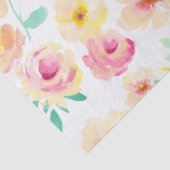 Papier Mousseline Fleurs Aquarelle Jaune Jolie Rose (Détail)