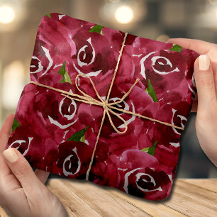 Papier Mousseline Fleurs Aquarelle Violet Claret