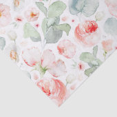 Papier Mousseline Fleurs aquarelles rose pâle botanique  (Détail)