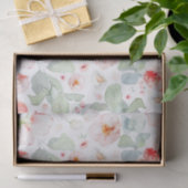 Papier Mousseline Fleurs aquarelles rose pâle botanique  (Cadeau)