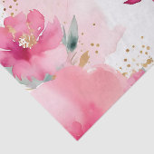 Papier Mousseline Fleurs Aquarelles Roses Douces Avec Or (Détail)