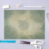 Papier Mousseline Fleurs Arrière - plans vintages Gris Vert (Artisanat)