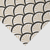 Papier Mousseline Fleurs Art déco beige et noire motif (Détail)