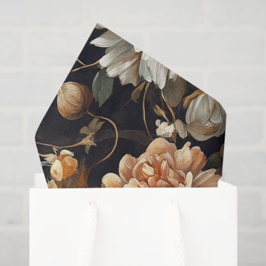 Papier Mousseline Fleurs automnales Automne Botanique Vintage Découp (Sac cadeau)