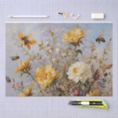 Papier Mousseline Fleurs avec abeilles Découpage (Artisanat)
