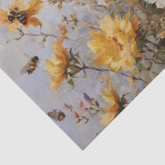 Papier Mousseline Fleurs avec abeilles Découpage (Détail)