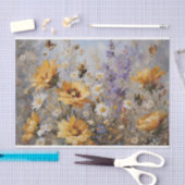 Papier Mousseline Fleurs avec abeilles et papillons Découpage (Artisanat)